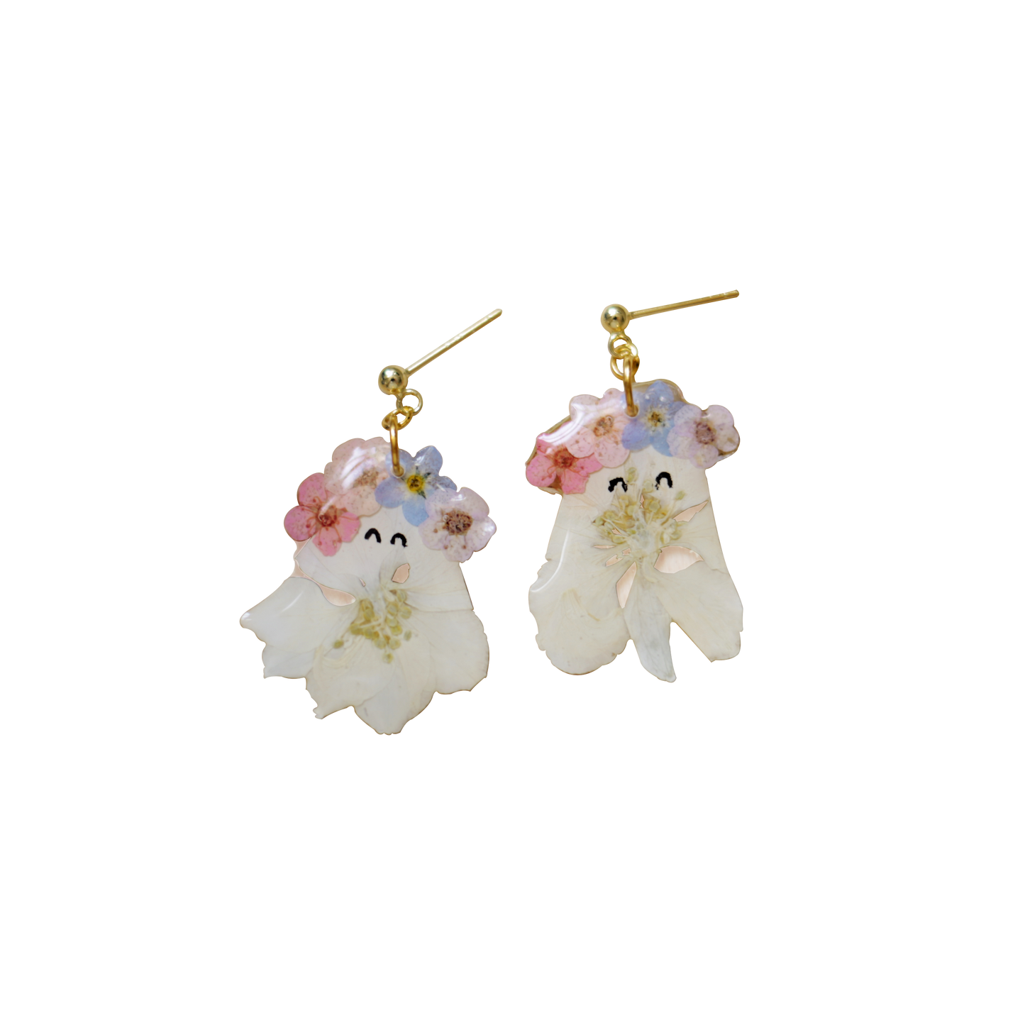 Ghost with Flower Crown Earrings