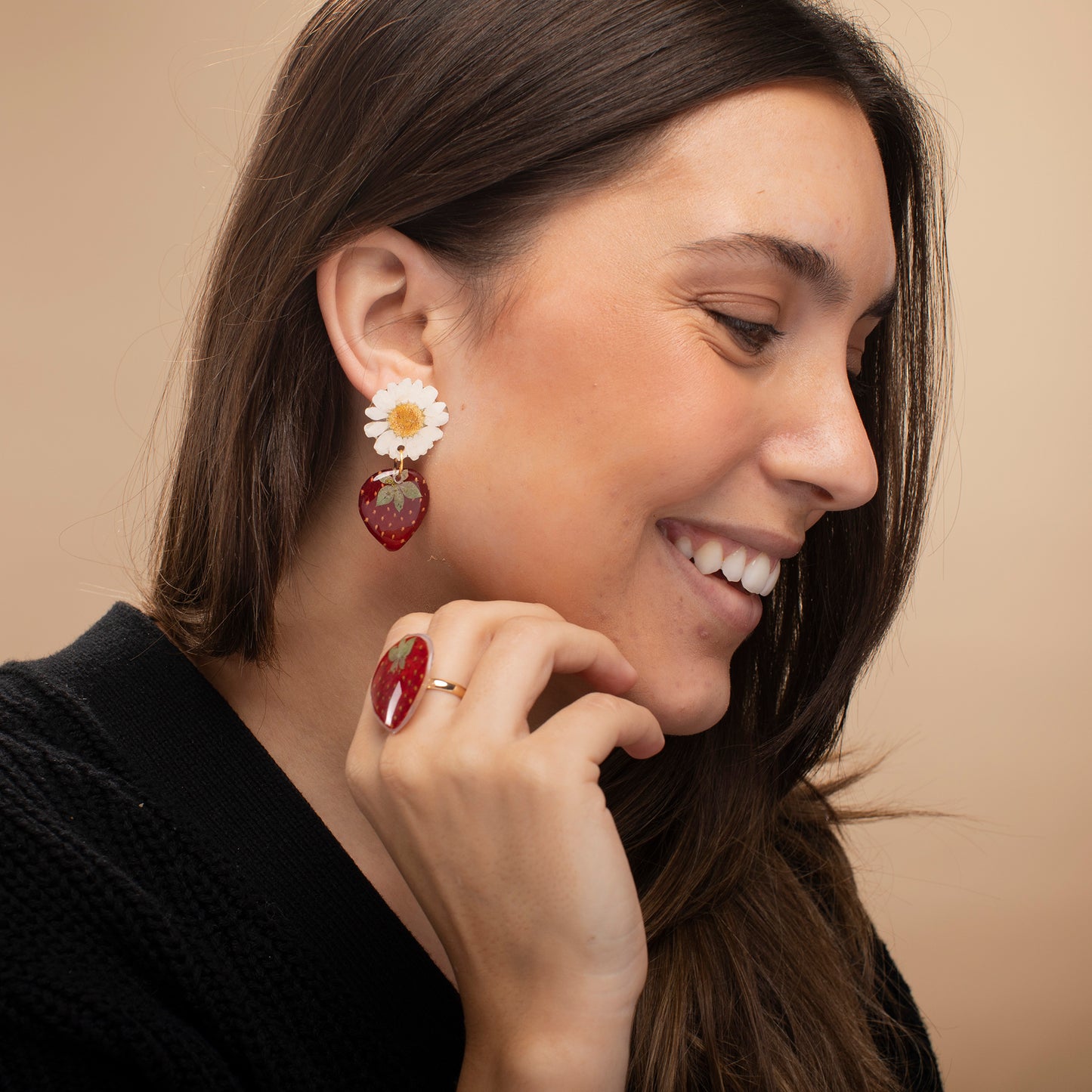 Strawberry & Daisy Sterling Silver Earrings