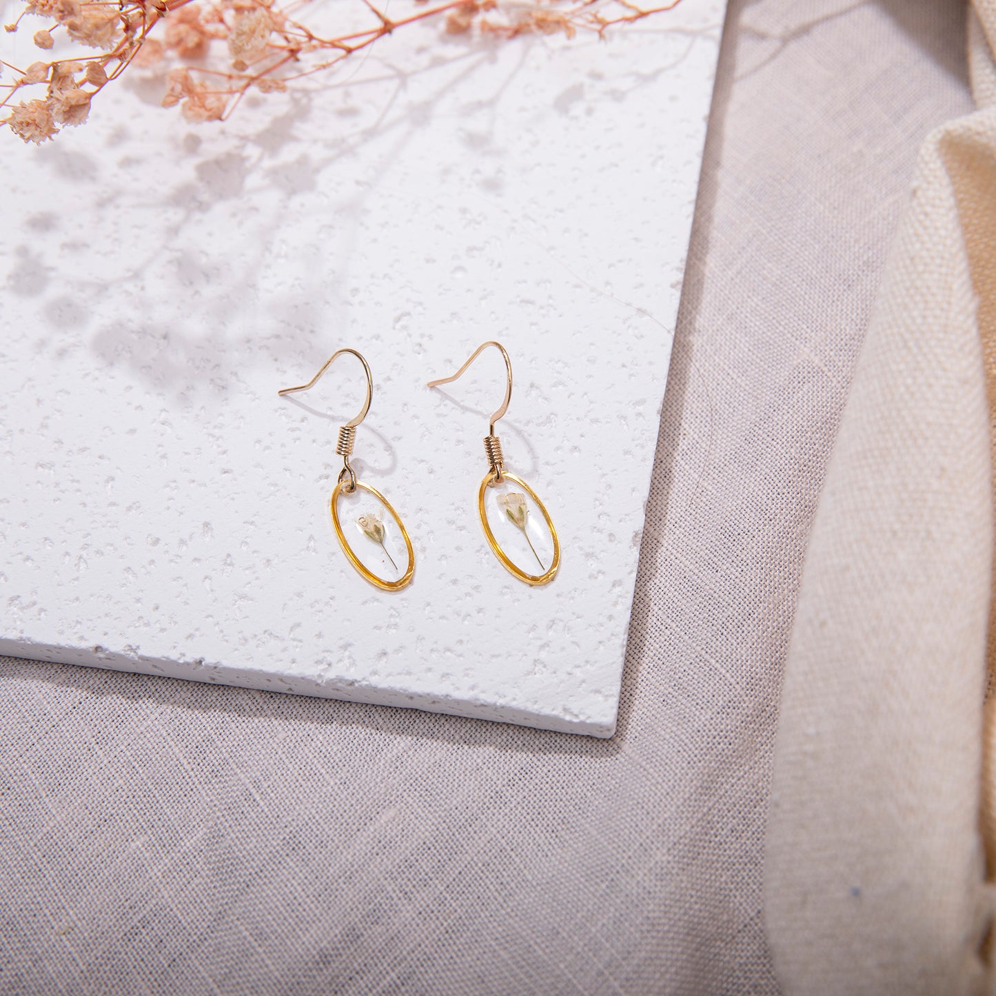 Small Oval Baby Breath Jewellery Set