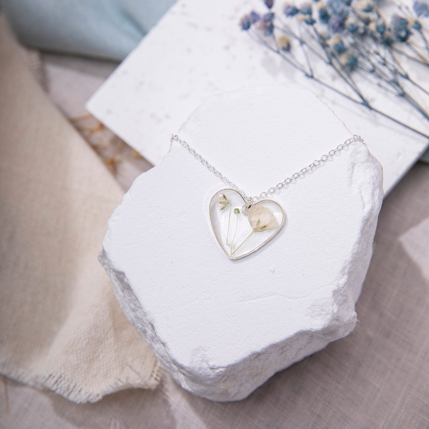 Baby Breath Heart Necklace