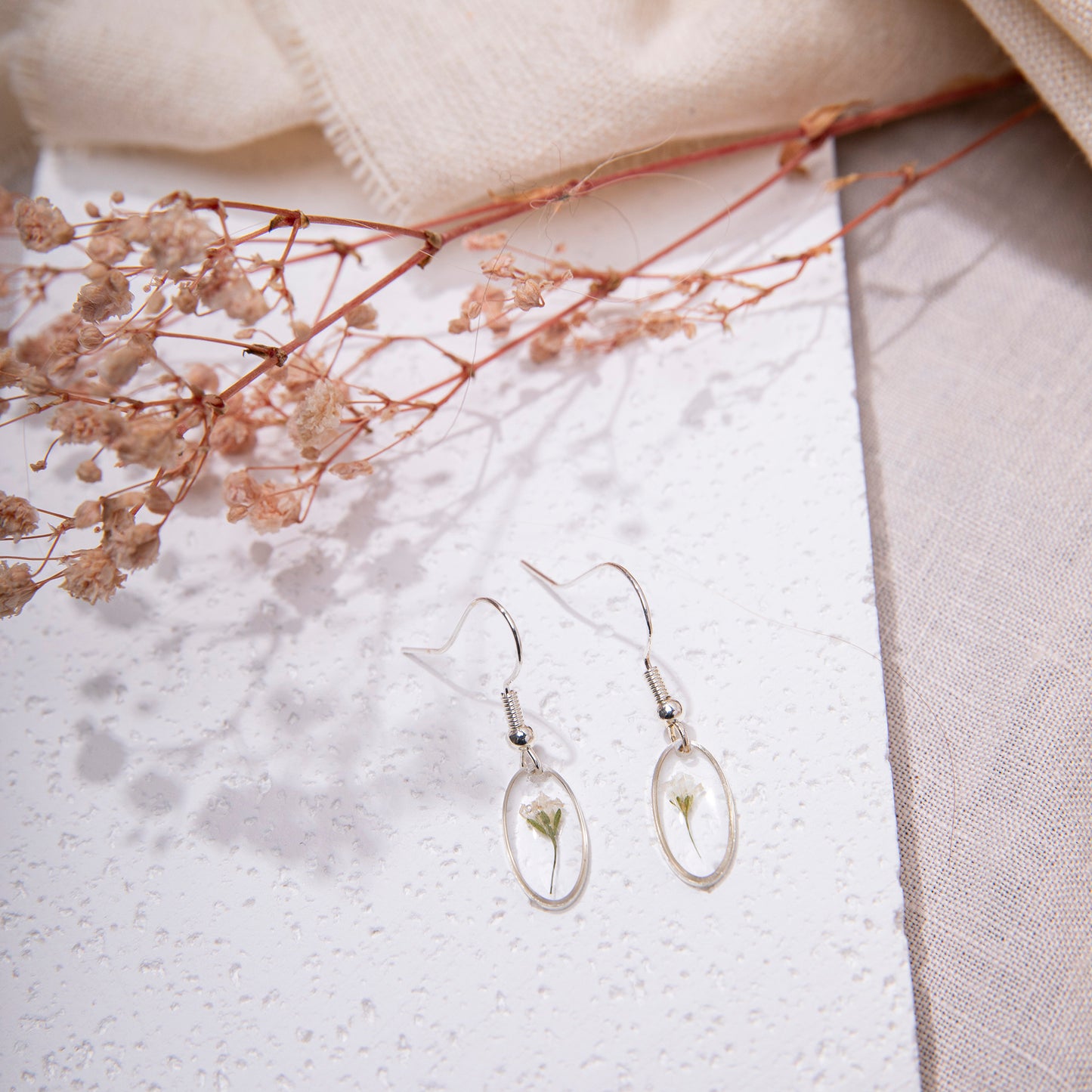 Small Oval Baby Breath Jewellery Set