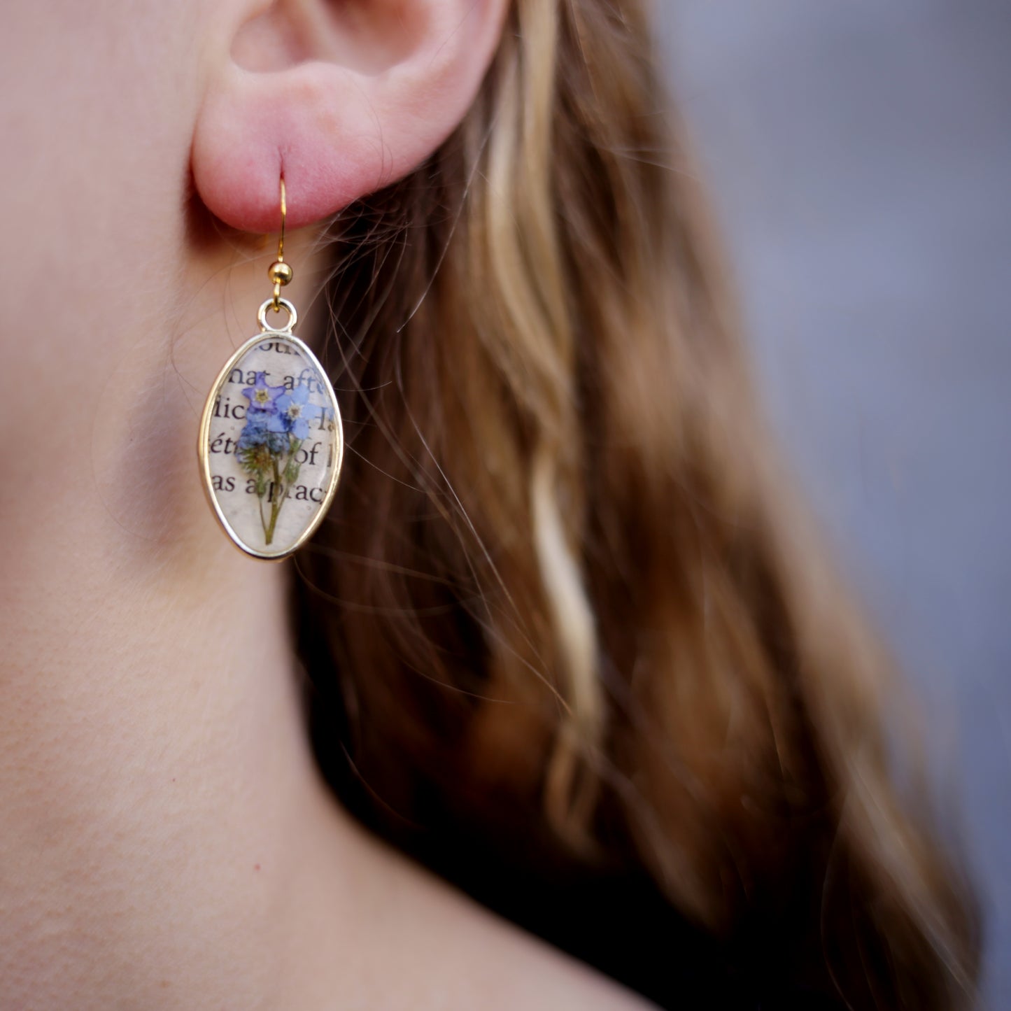 Forget Me Not Book Earrings