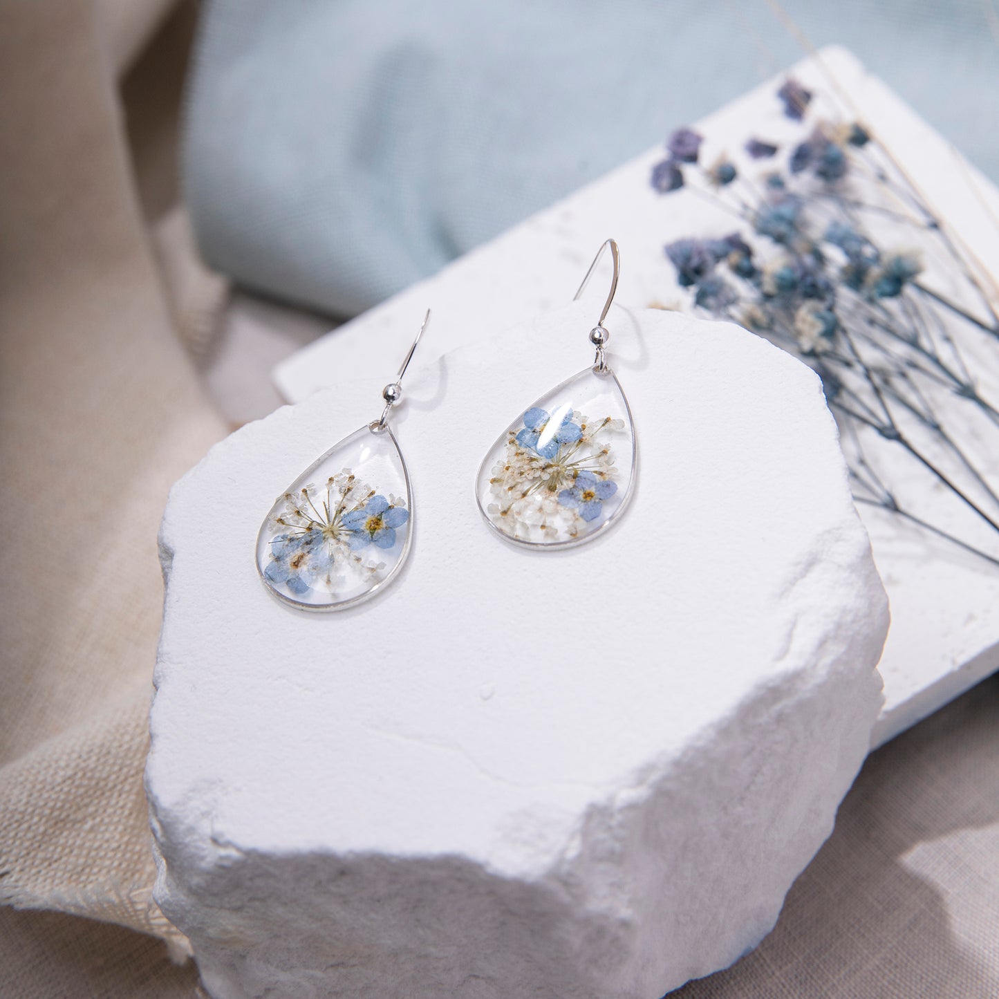Queen Anne & Forget Me Not Earrings