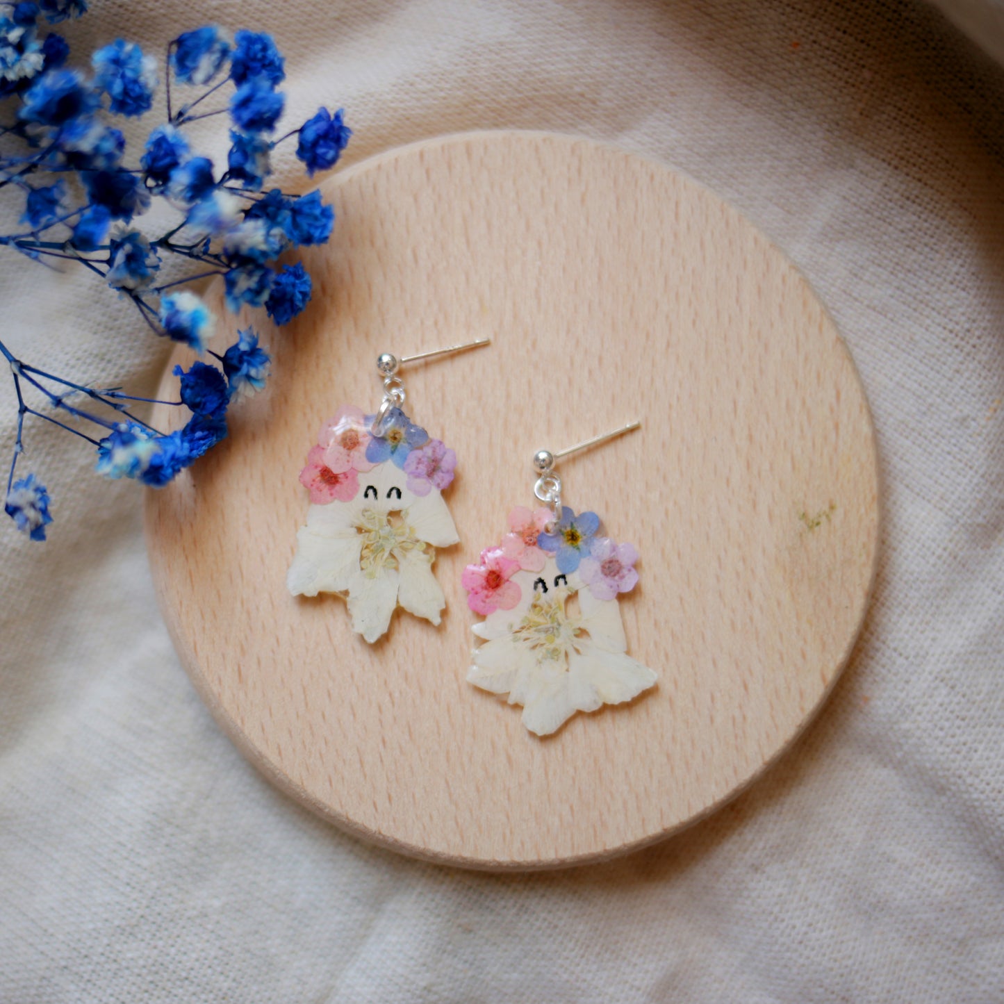 Ghost with Flower Crown Earrings