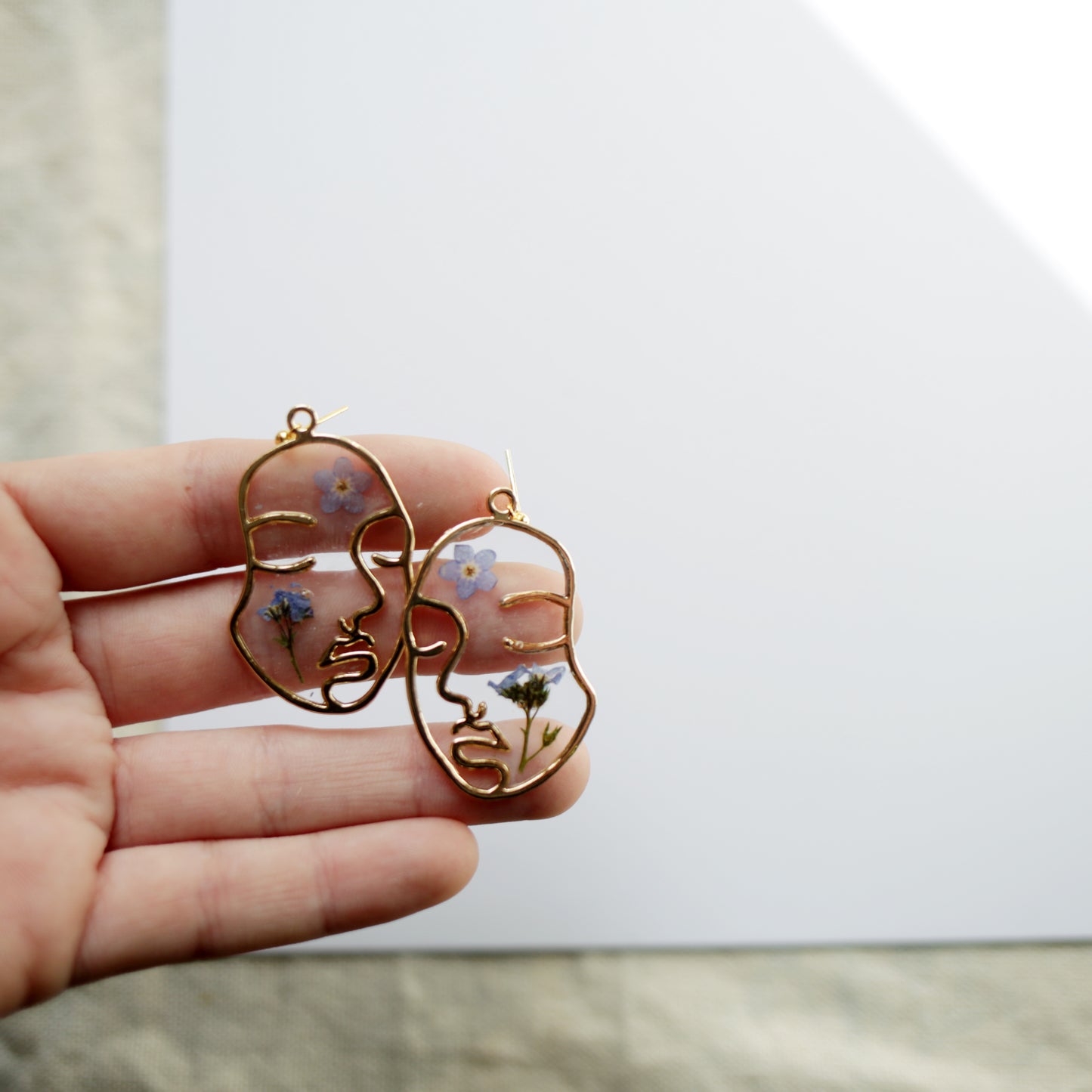 Forget Me Not Gold Face Earrings