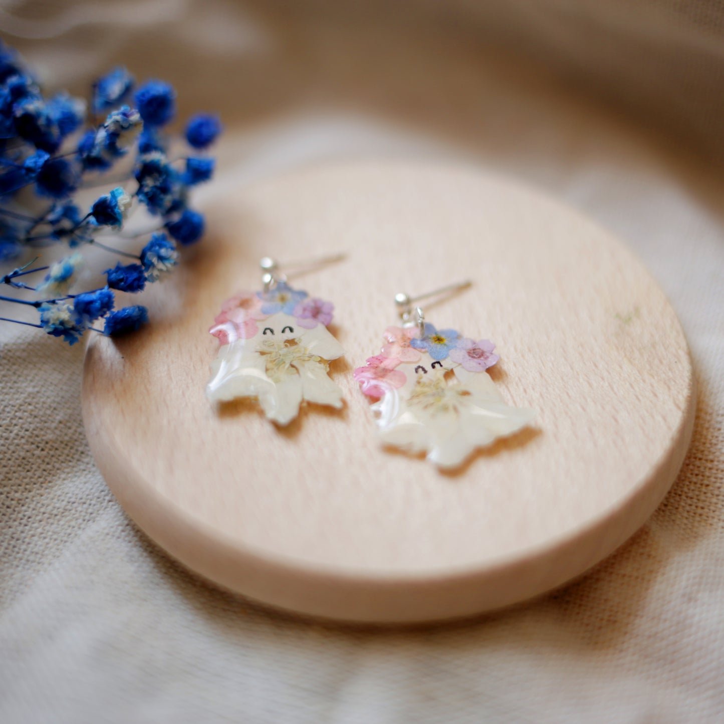 Ghost with Flower Crown Earrings
