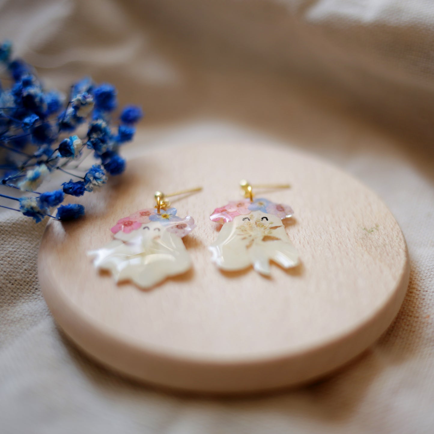 Ghost with Flower Crown Earrings