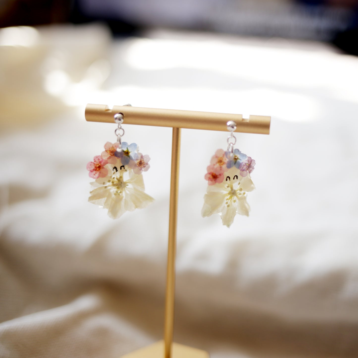 Ghost with Flower Crown Earrings