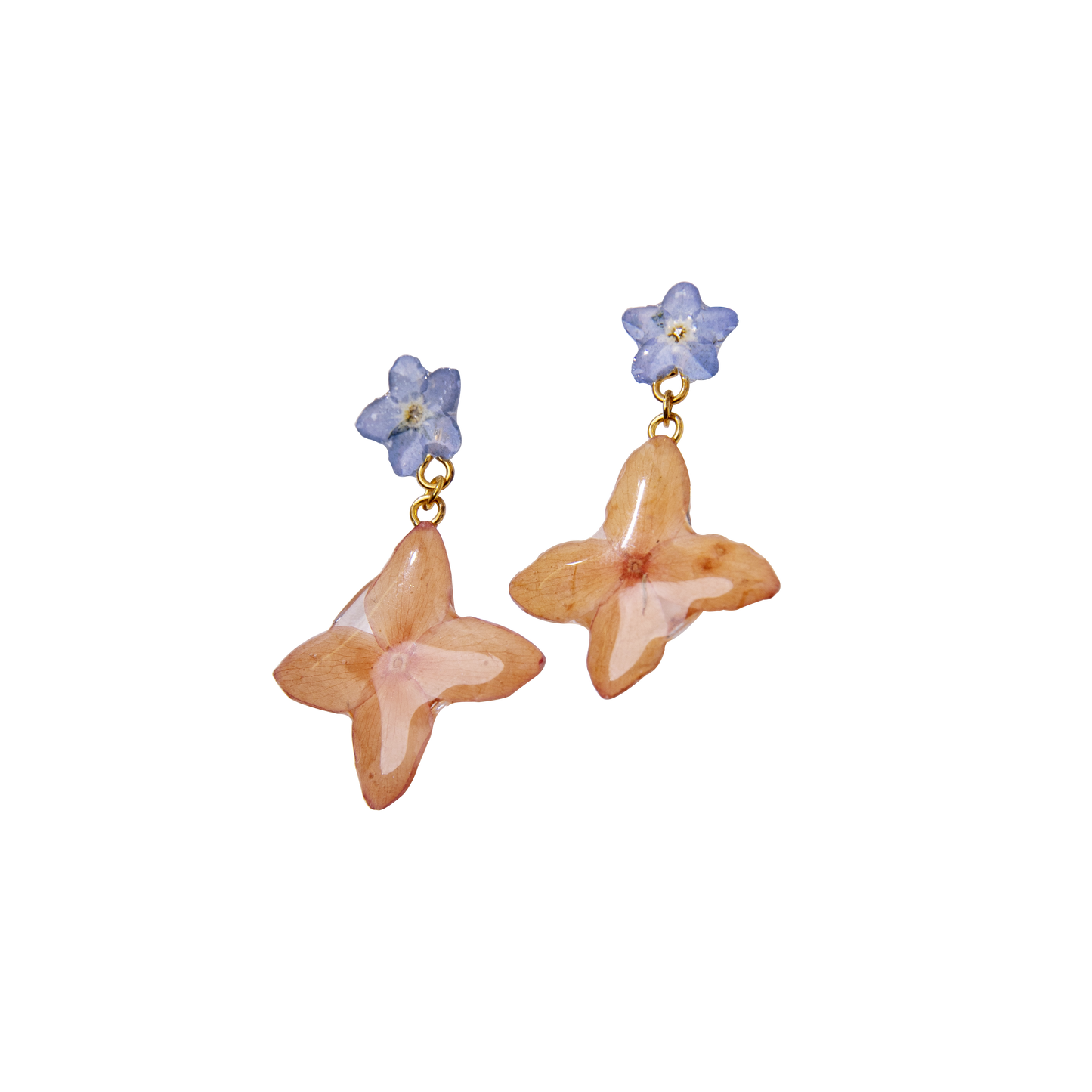 Forget Me Not & Star Flower Sterling Silver Stud Earrings
