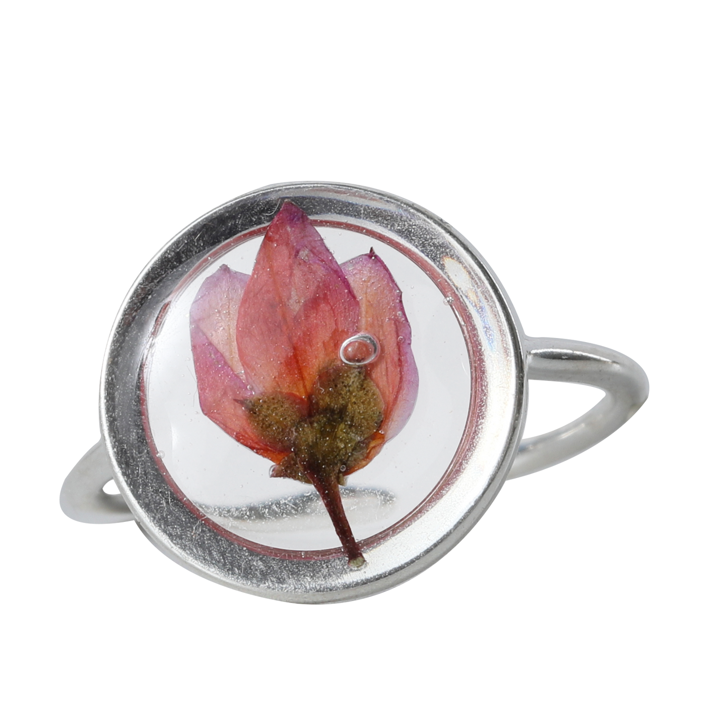 Rose Bud Adjustable Silver Ring