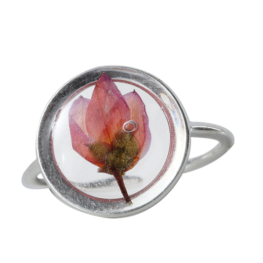 Rose Bud Adjustable Silver Ring