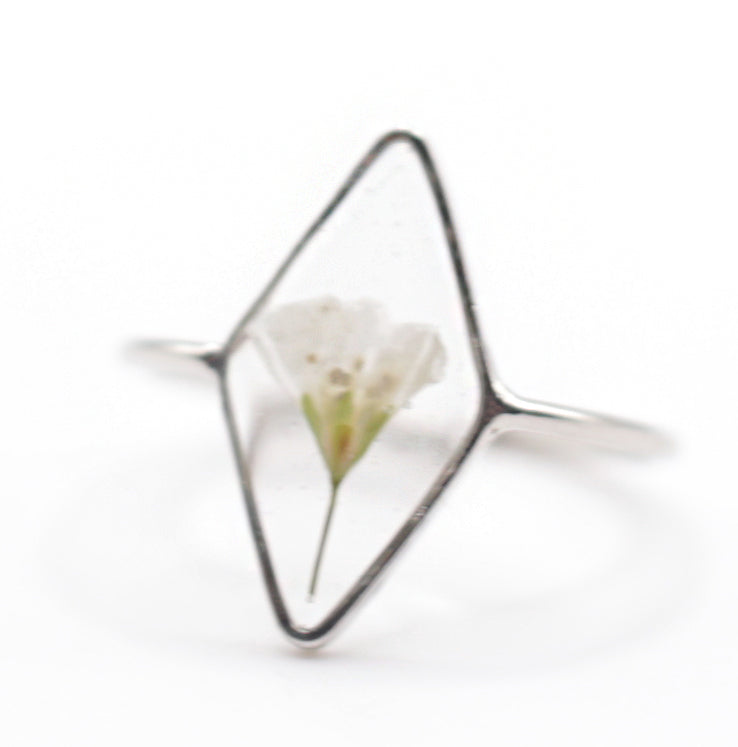 White Forget Me Not Diamond Ring