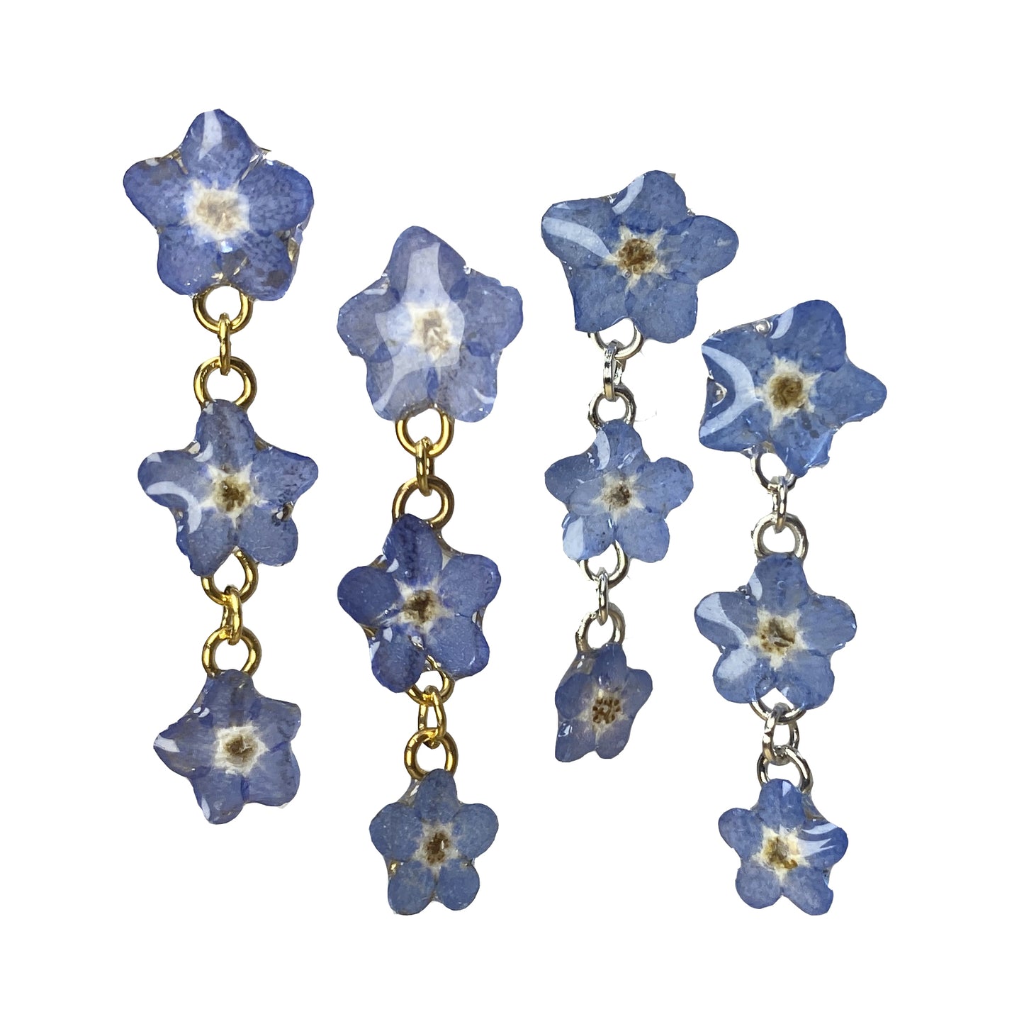 Forget Me Not Triple Dangle Studs