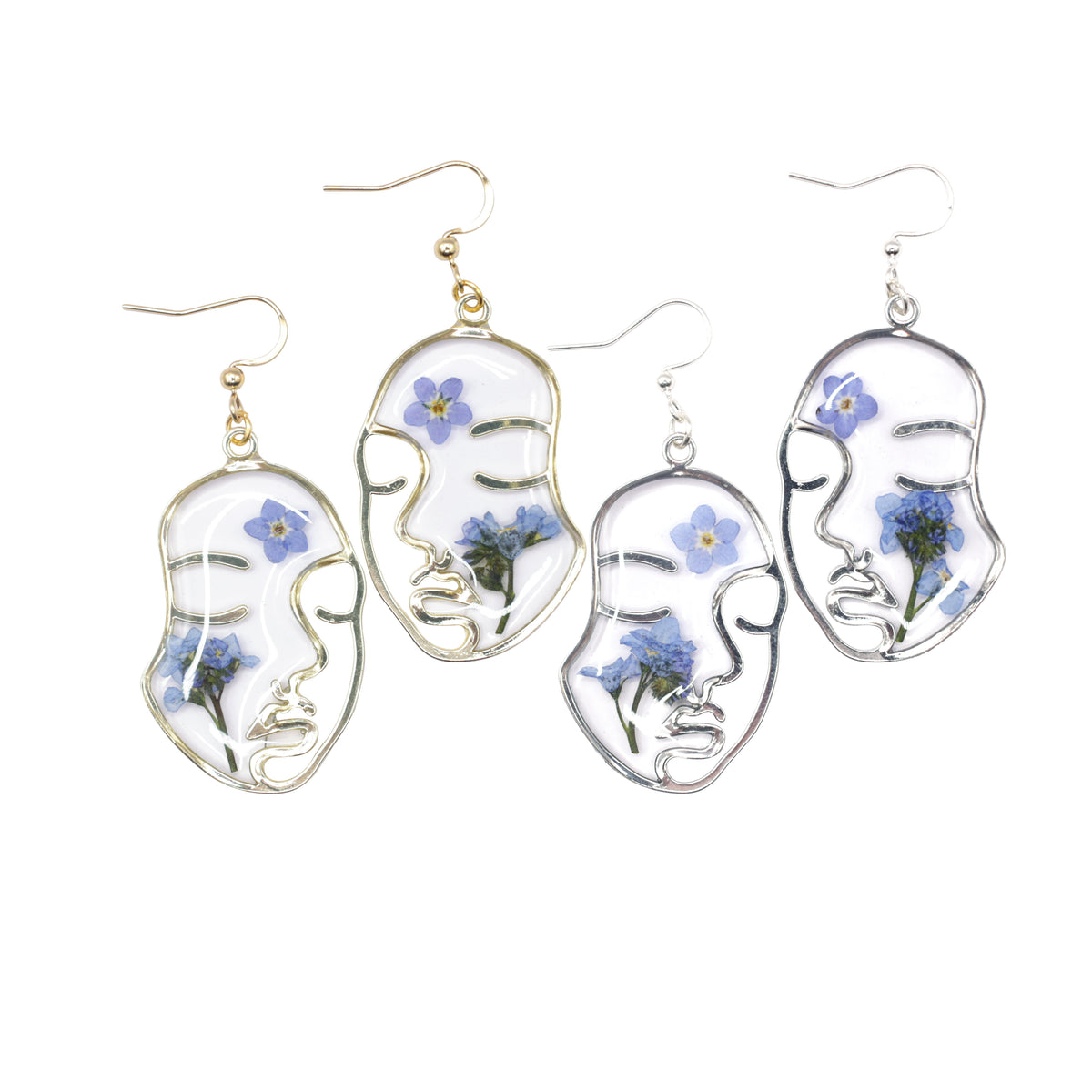 Forget Me Not Gold Face Earrings