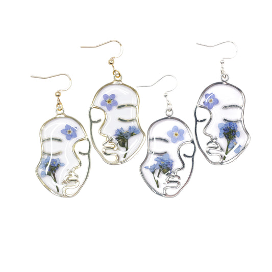 Forget Me Not Gold Face Earrings
