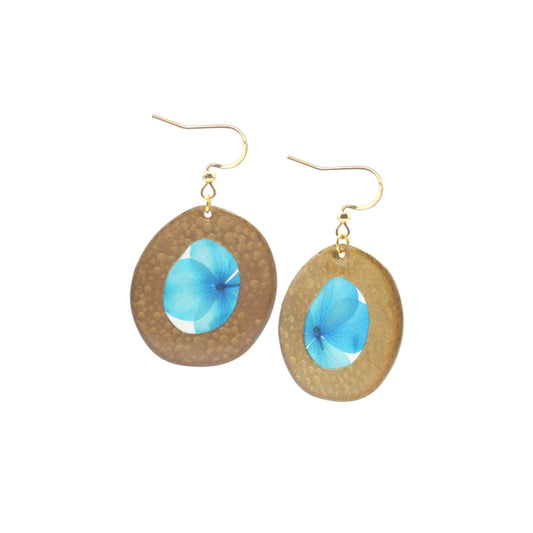Hammered Turquoise Hydrangea Dangle Earrings