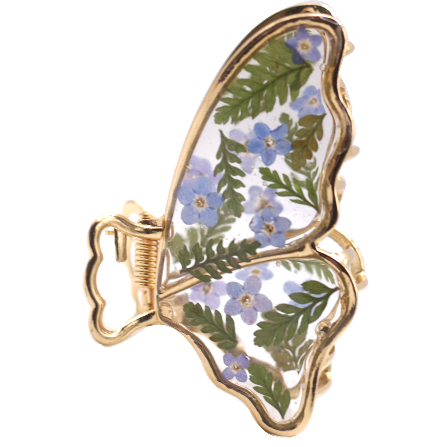 Forget Me Not & Fern Butterfly Claw Clip