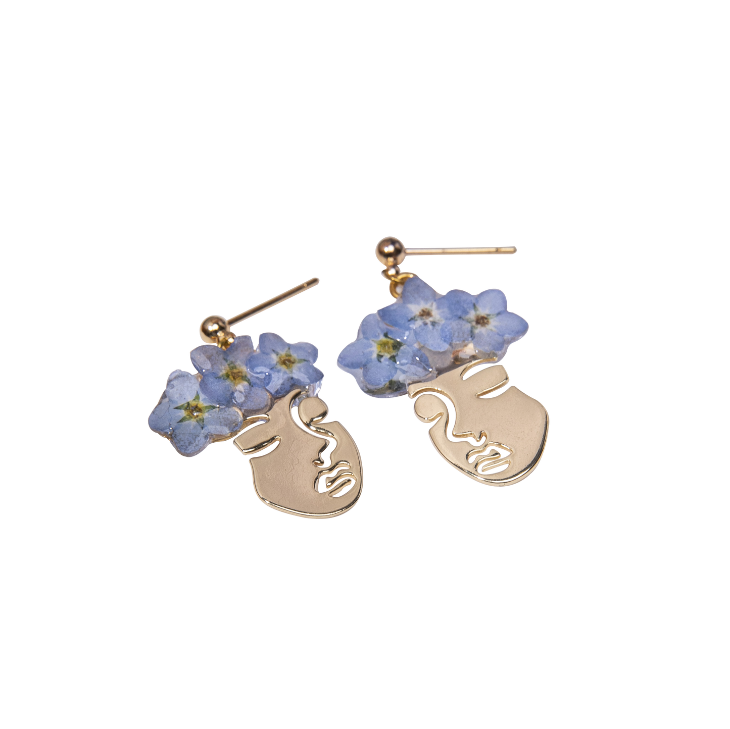 Forget Me Not Flower Crown Face Earrings