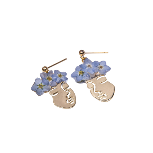 Forget Me Not Flower Crown Face Earrings