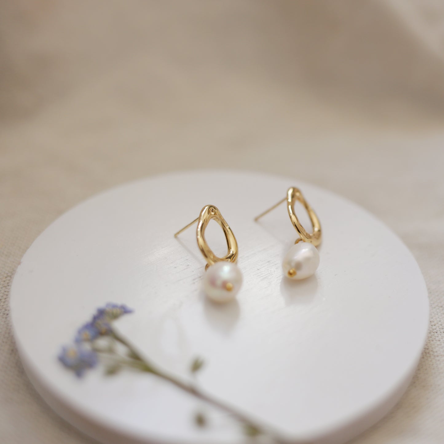 Freshwater Pearl 24ct Gold Plated Earrings