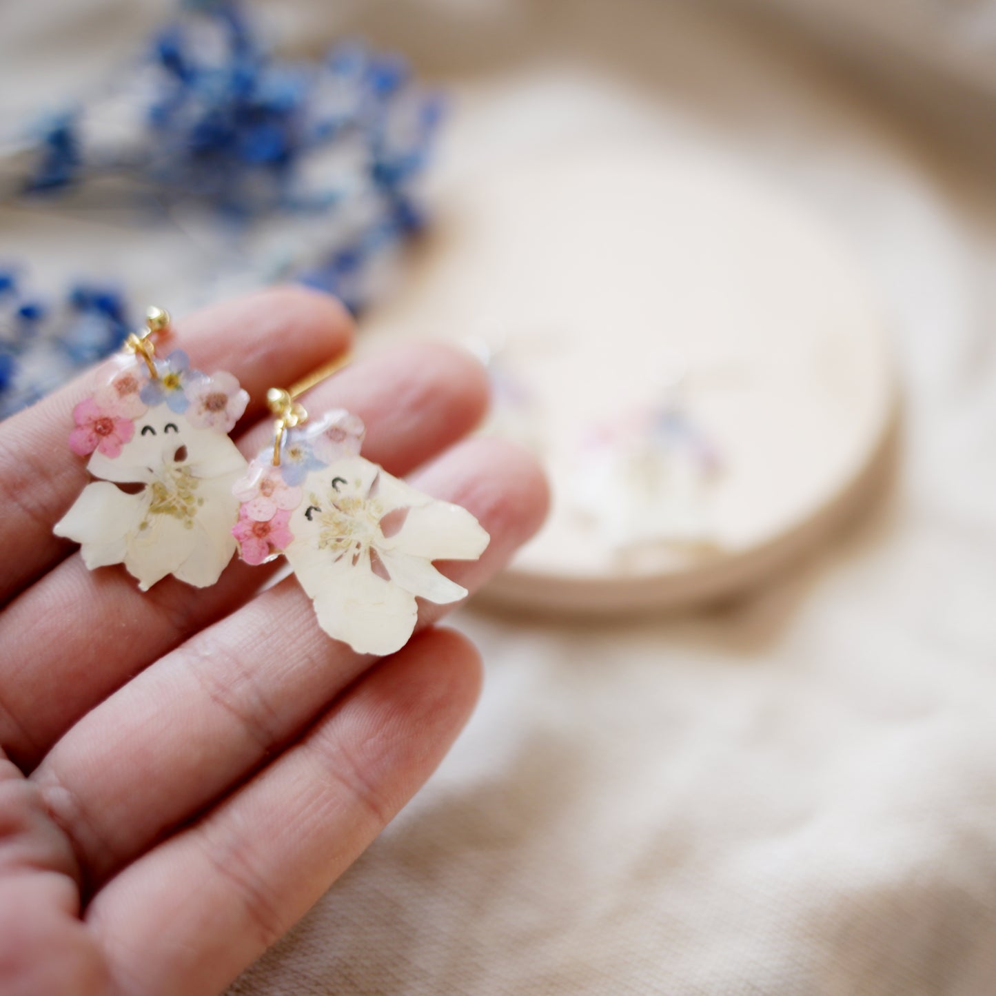 Ghost with Flower Crown Earrings