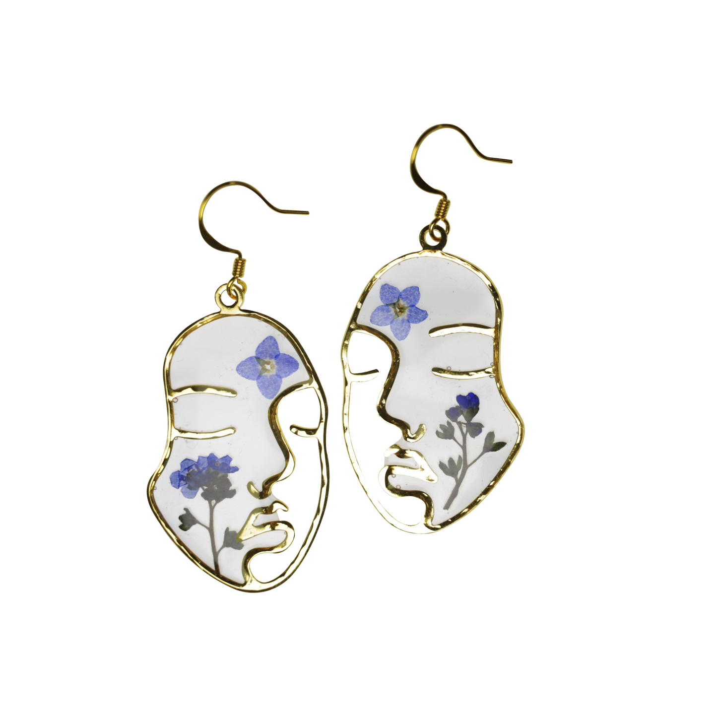 Forget Me Not Gold Face Earrings