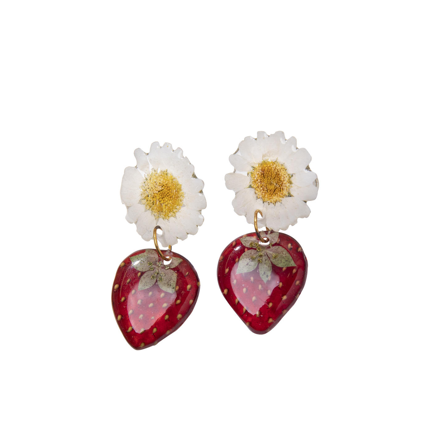Strawberry & Daisy Sterling Silver Earrings